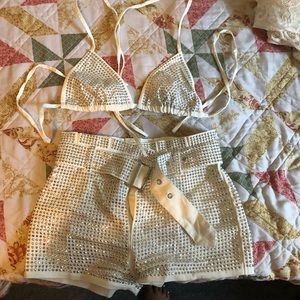 Crystal belted shorts